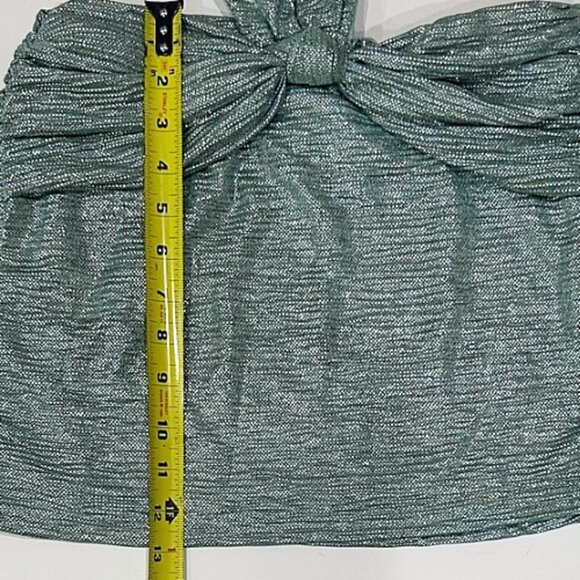 NWT Outcast Winslet Mini Dress Metallic Sage Halter Bodycon Sexy Glam M - Picture 13 of 14